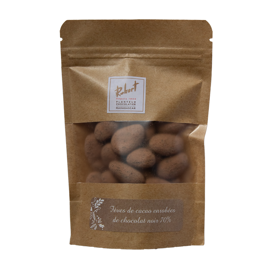[CB06] Fèves Entières torréfiées enrobées de Chocolat noir 70% - 90 G